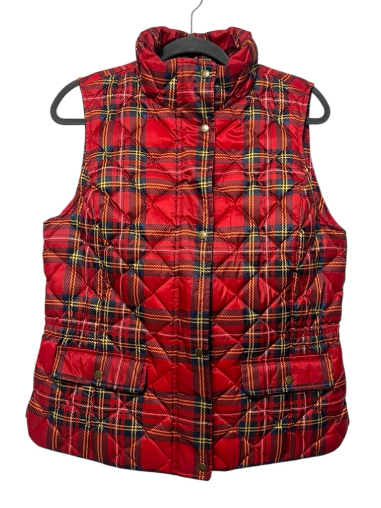 Talbots Cheerful Plaid Quilted Down Puffer Vest M